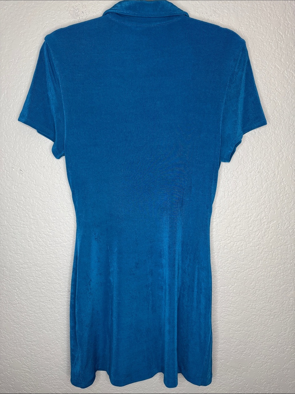 With Jean Alexa Electra Blue Mini Dress Medium Button Ruching - Picture 6 of 7